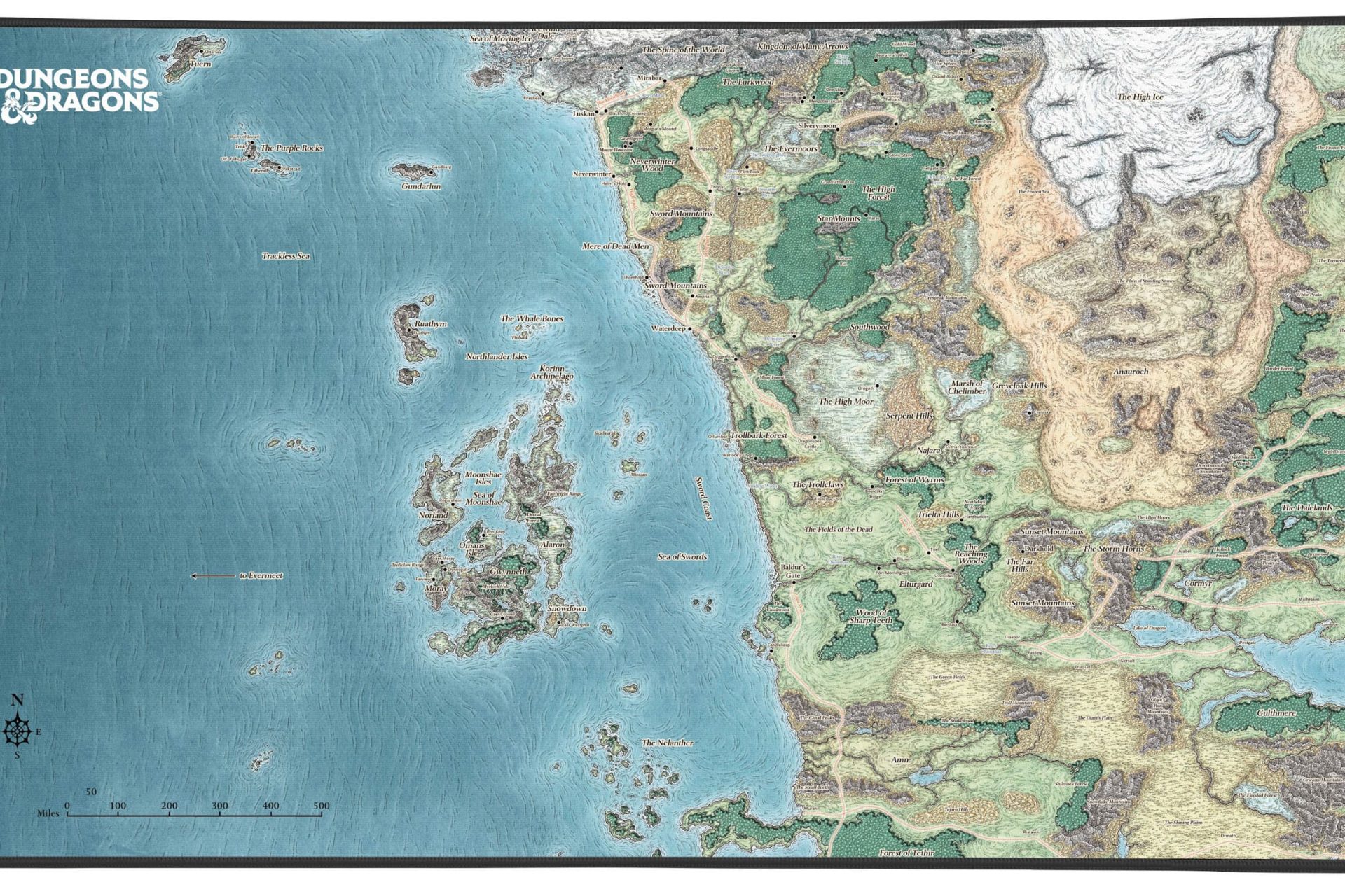 Faerun Mousepad XXL Dungeons and dragons gdr forgotten realms